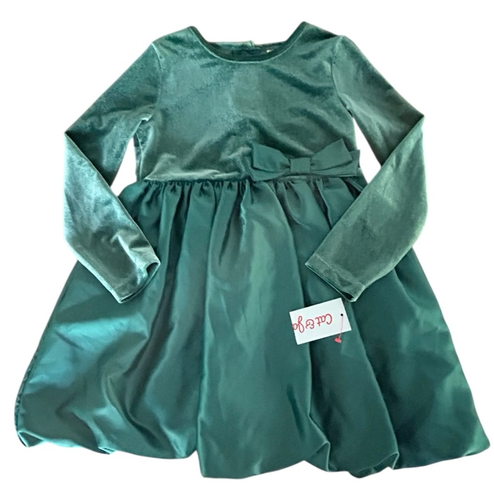 NWT Teal Satin & Velour Dress